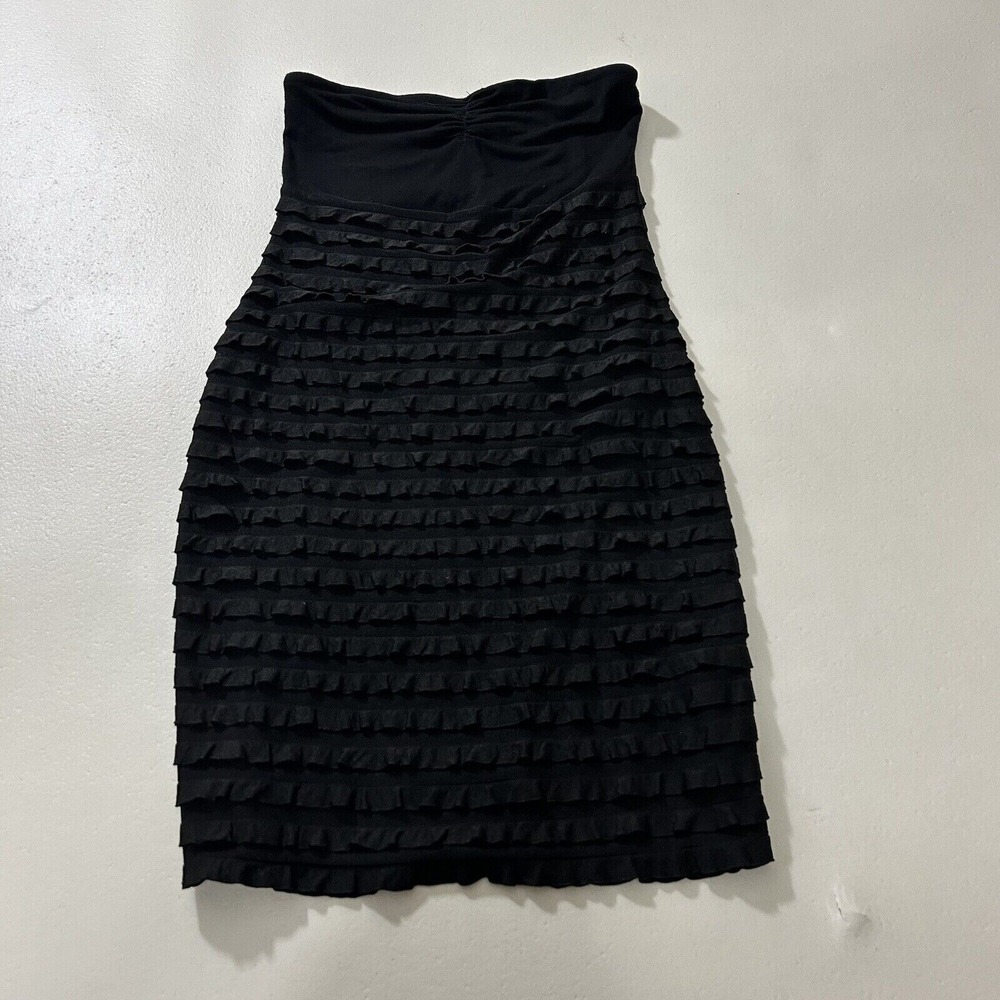 H&M Divided Ruffle Strapless Bodycon Dress Womens Size 2 Black Excellent‎ Mini